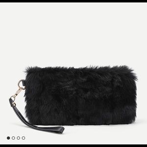 Faux Fur Design Black Clutch Bag !!